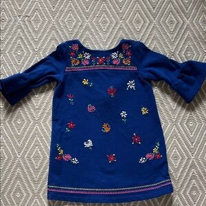 Juno Valentine Floral Embroidered Blue Kids Dress